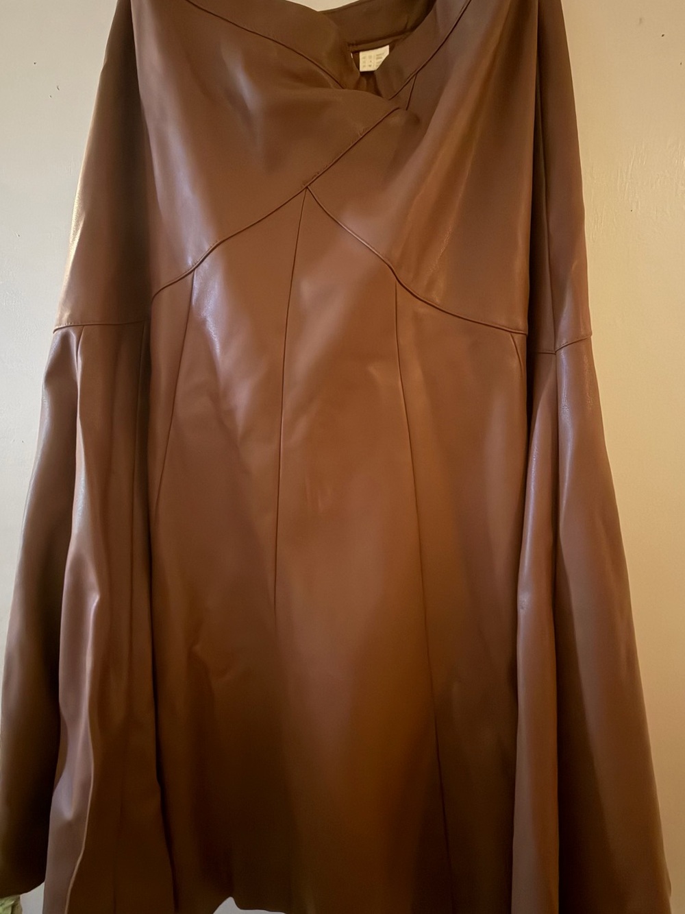 Anthropologie Brown Faux Leather Midi Skirt